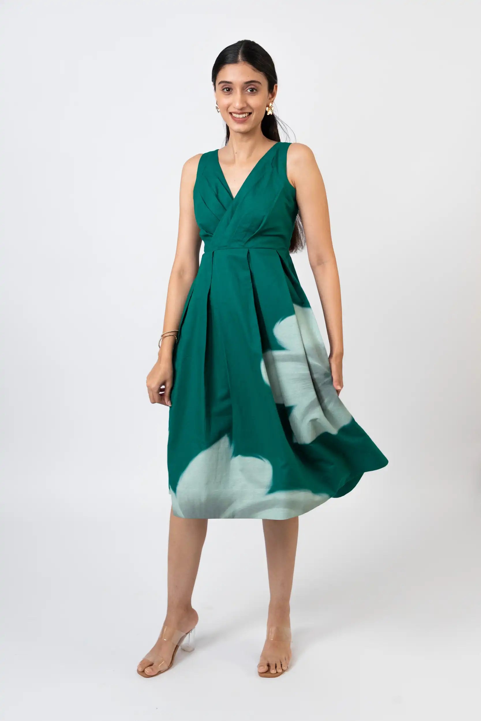 Emerald Bloom Midi Dress by THE MRCH MUSE