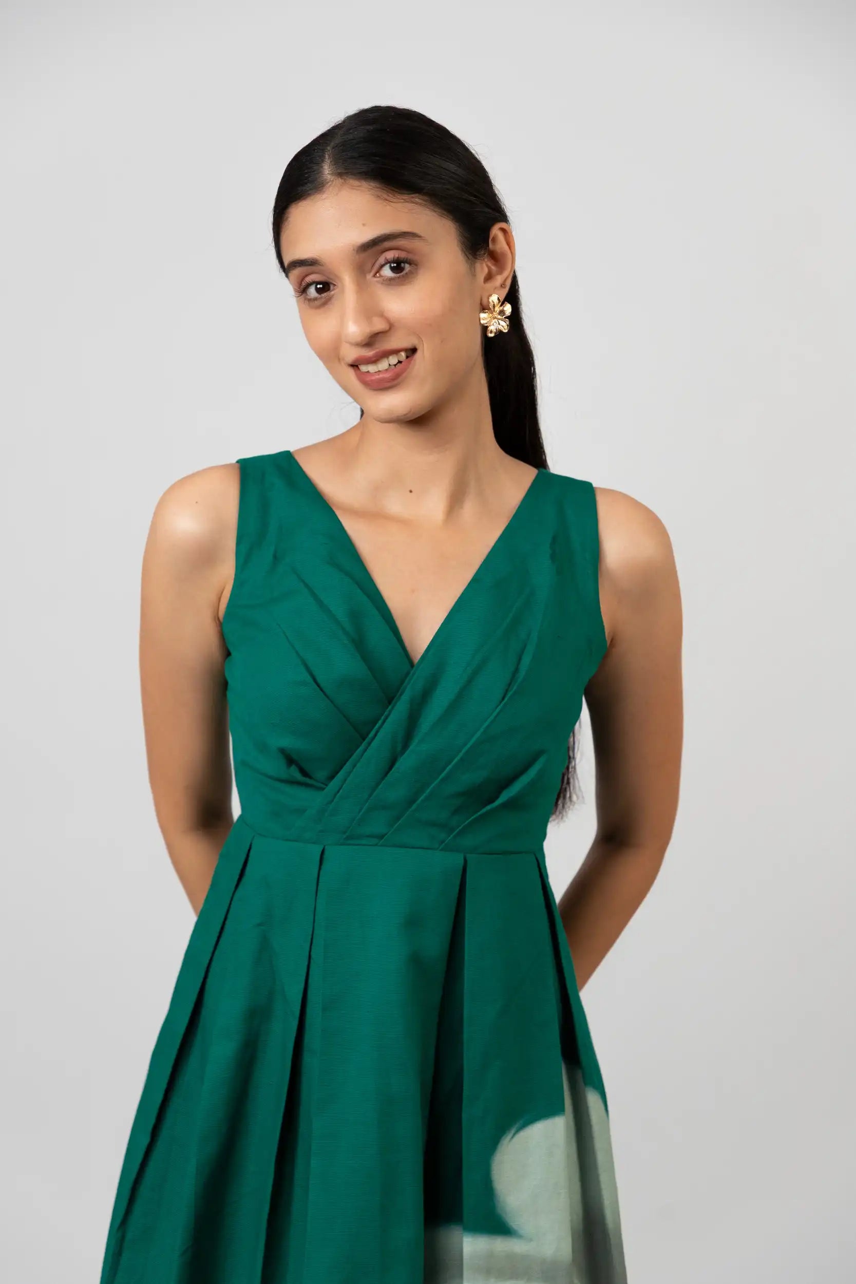 Emerald Bloom Midi Dress by THE MRCH MUSE
