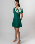 Emerald Bloom Mini Dress by THE MRCH MUSE