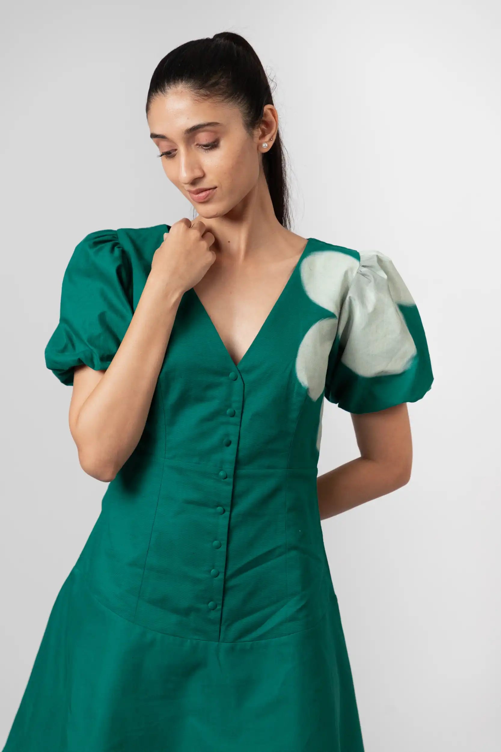 Emerald Bloom Mini Dress by THE MRCH MUSE