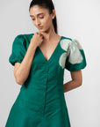 Emerald Bloom Mini Dress by THE MRCH MUSE