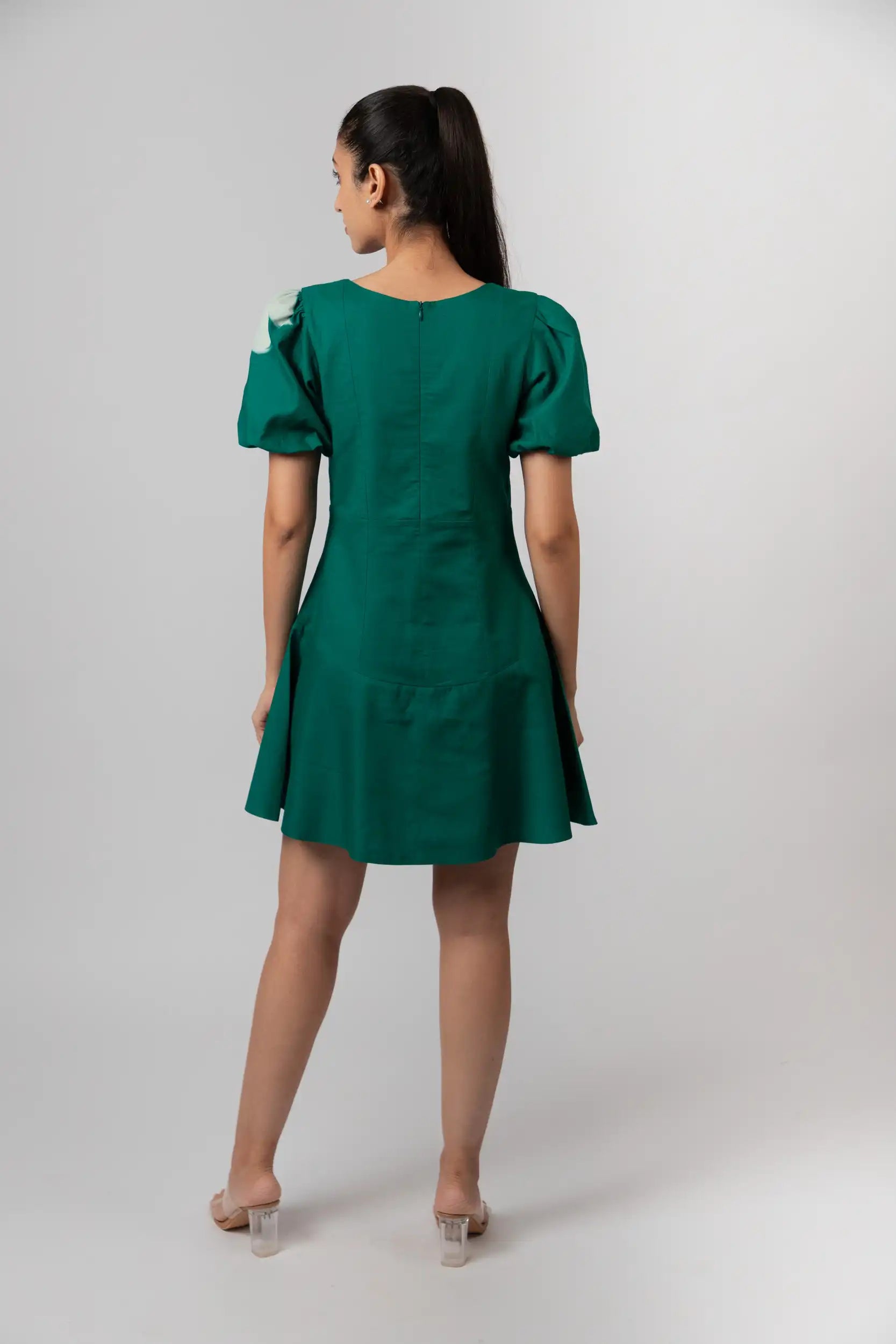 Emerald Bloom Mini Dress by THE MRCH MUSE