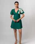 Emerald Bloom Mini Dress by THE MRCH MUSE