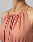 Gathered Halter Pink Peplum Top by THE MRCH MUSE