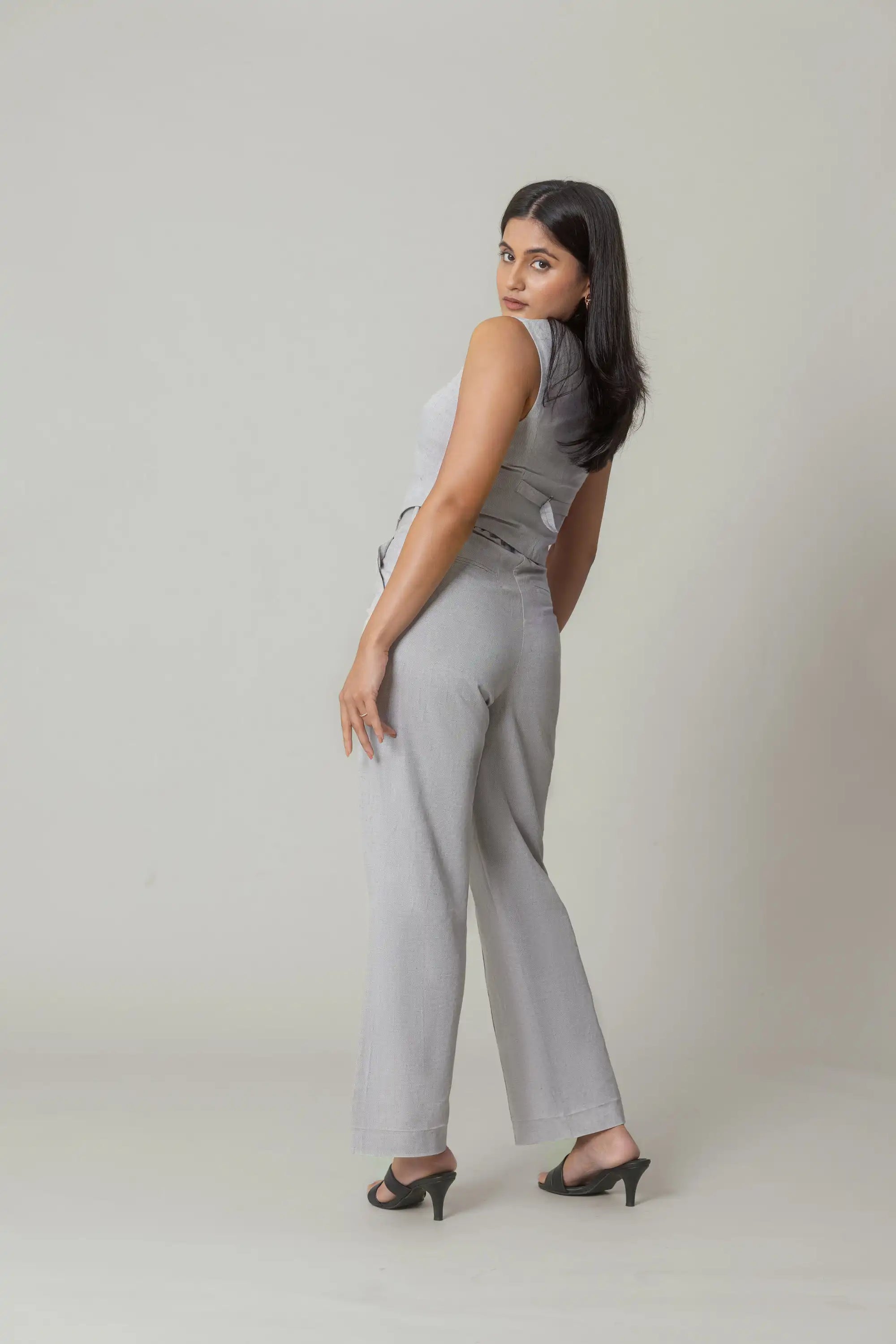 Grey High Waist Trousers by THE MRCH MUSE