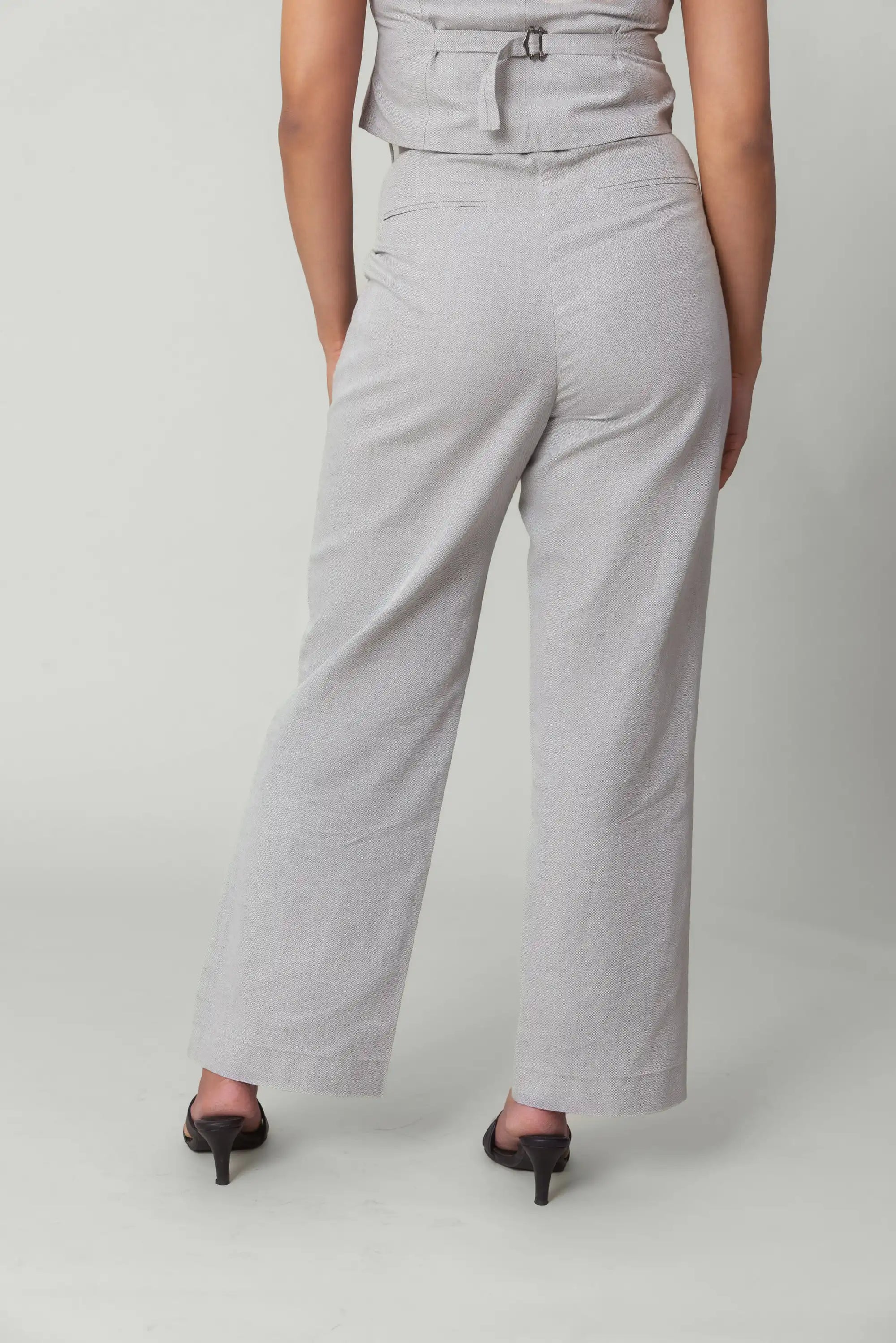 Grey High Waist Trousers by THE MRCH MUSE