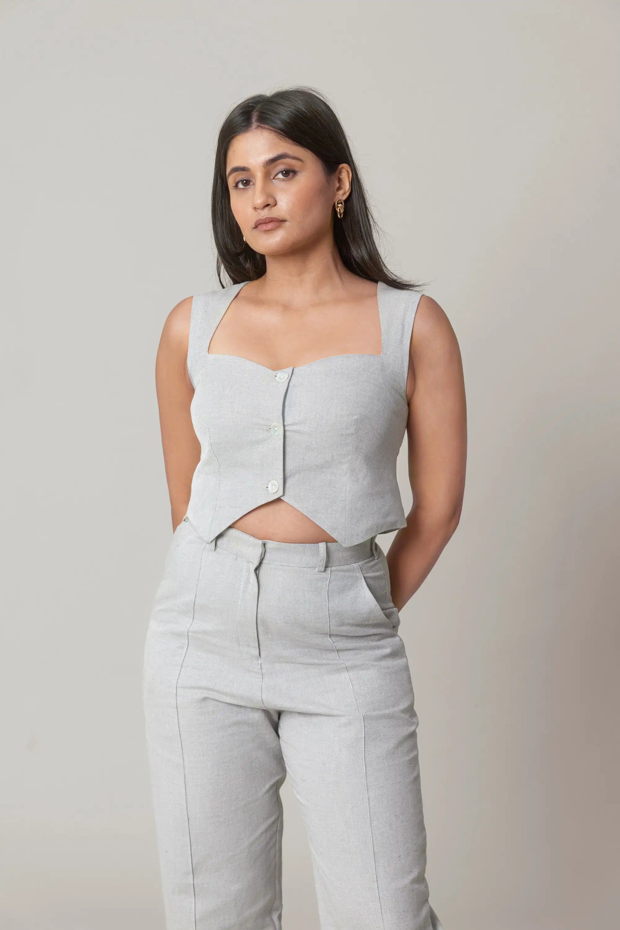 Grey Linen Vest by THE MRCH MUSE
