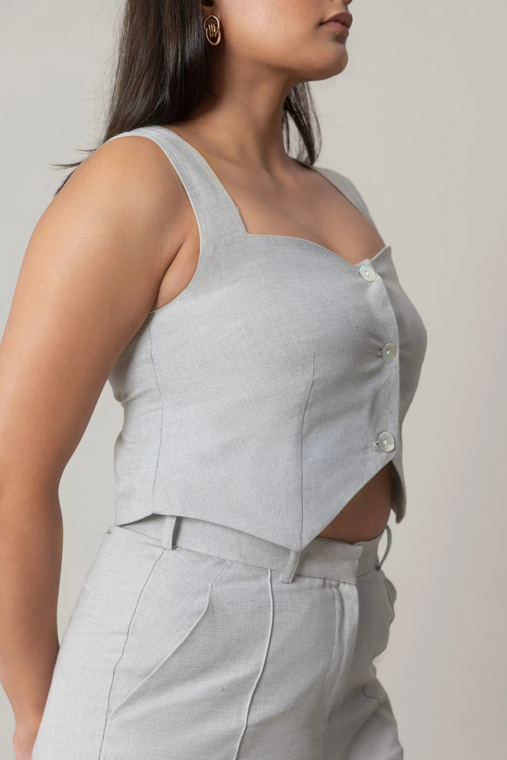 Grey Linen Vest by THE MRCH MUSE