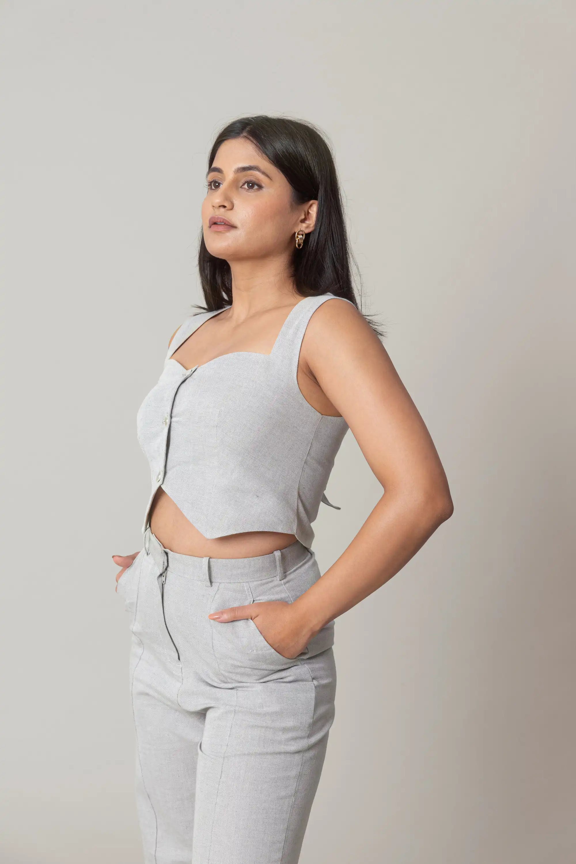 Grey Linen Vest by THE MRCH MUSE