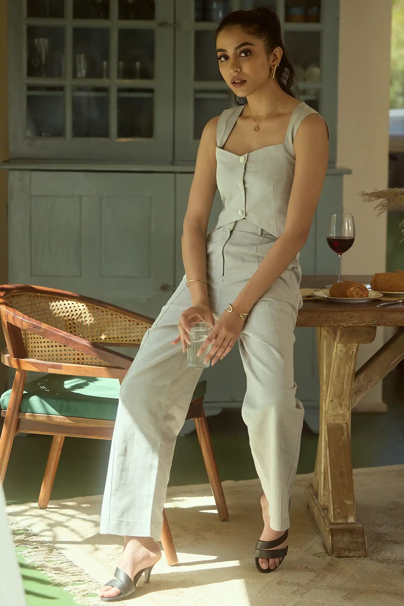 Grey Linen Vest by THE MRCH MUSE