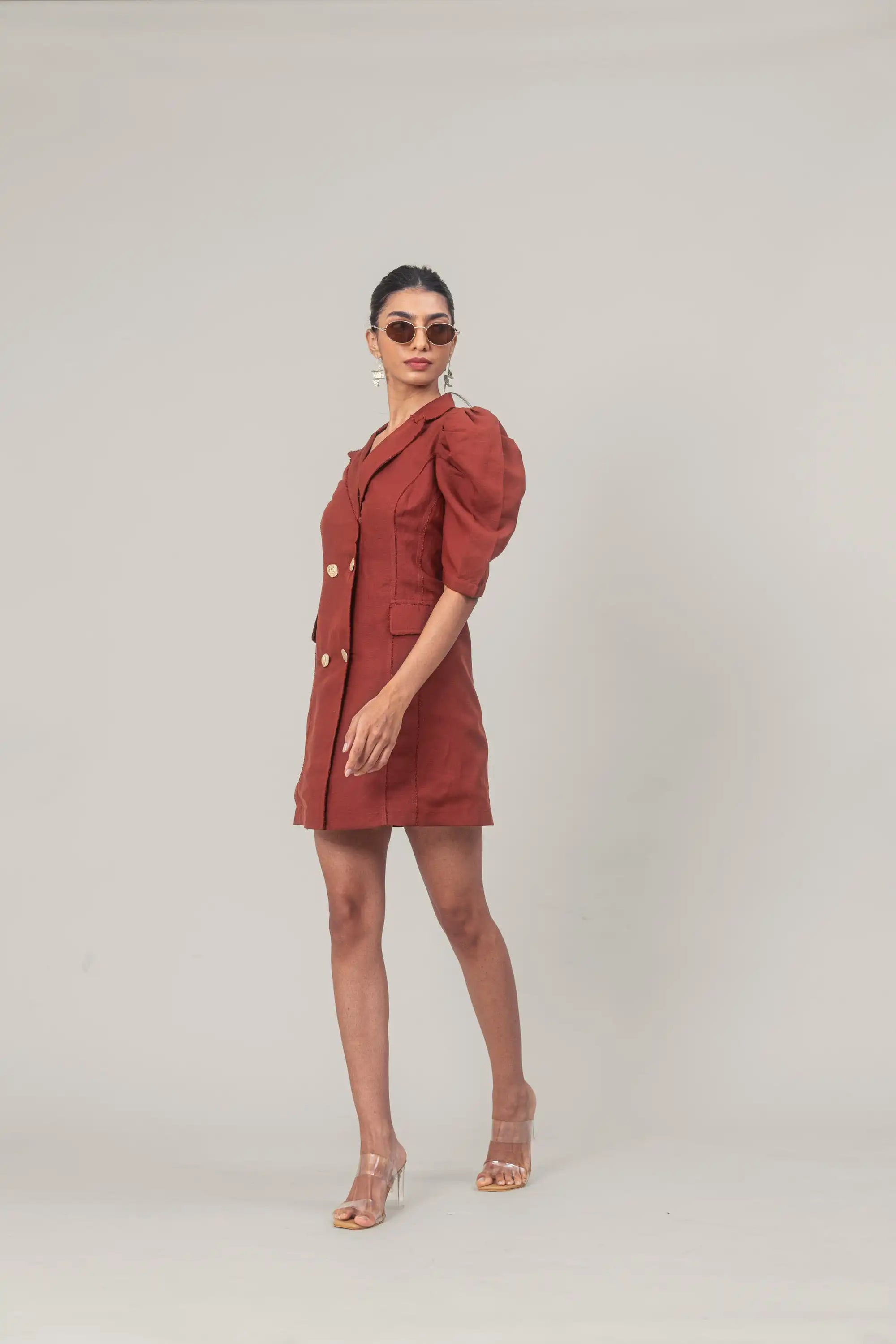 Maroon Blazer Dress by THE MRCH MUSE