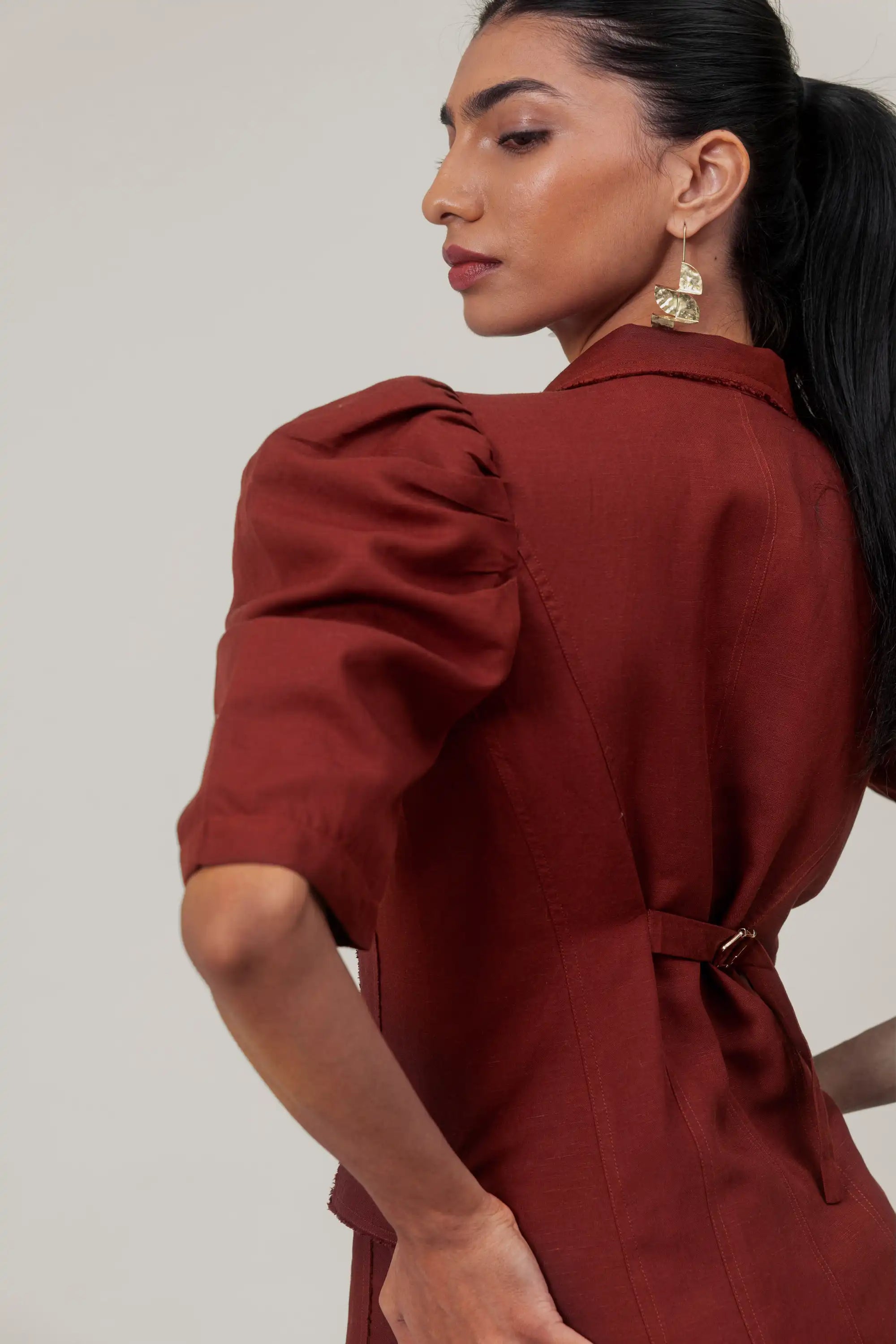 Maroon Blazer Dress by THE MRCH MUSE