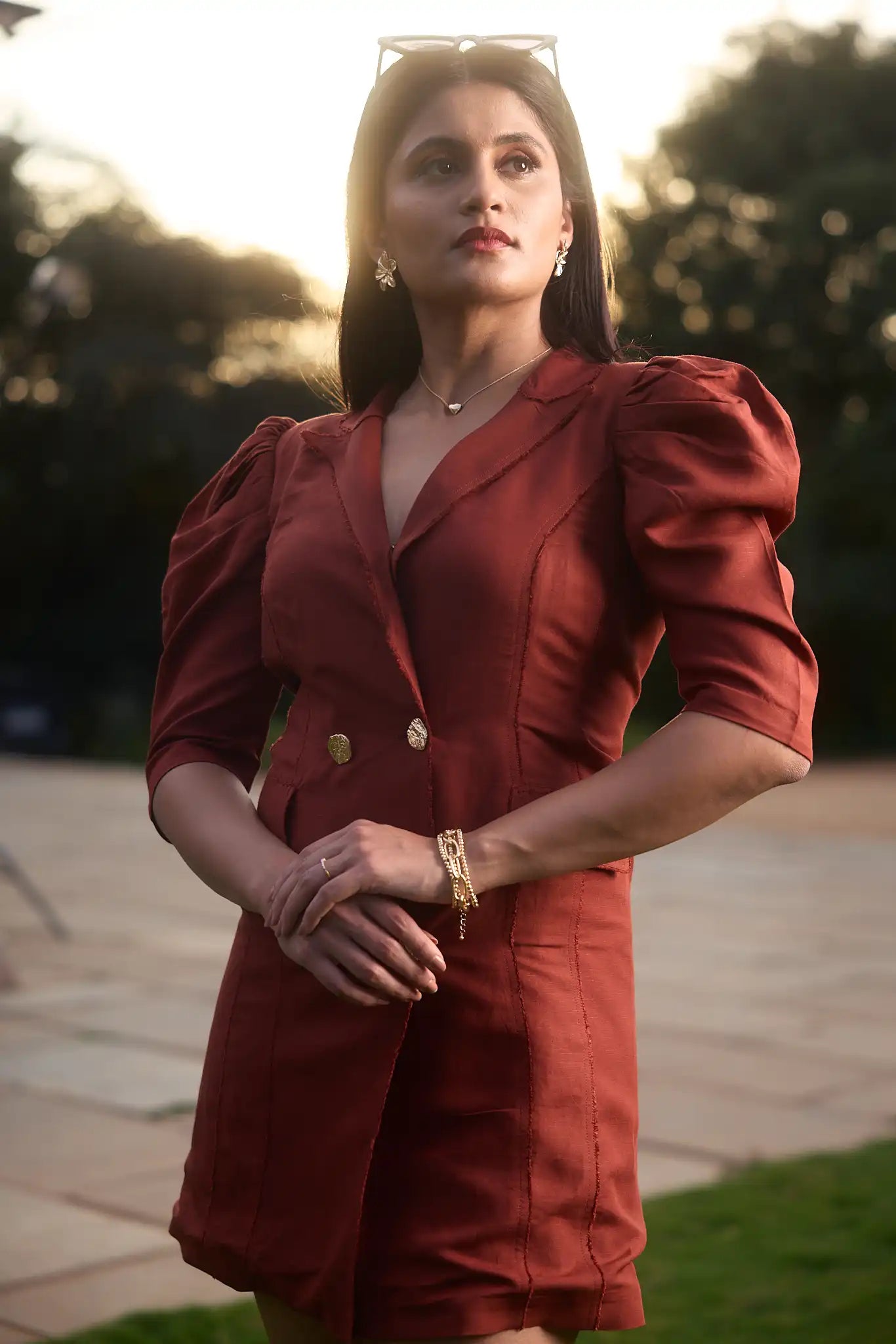 Maroon Blazer Dress by THE MRCH MUSE