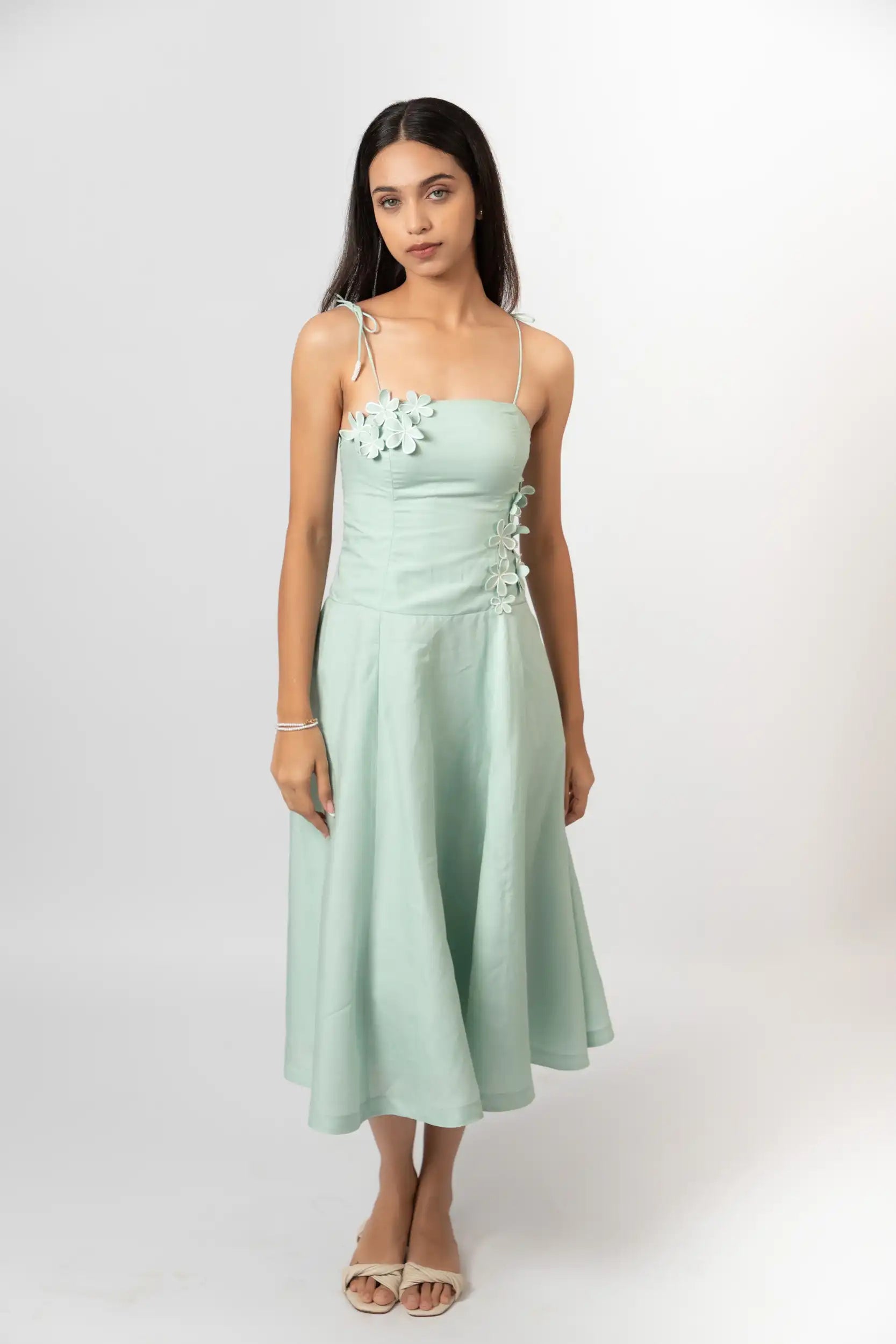 Mint Bloom Midi Dress by THE MRCH MUSE