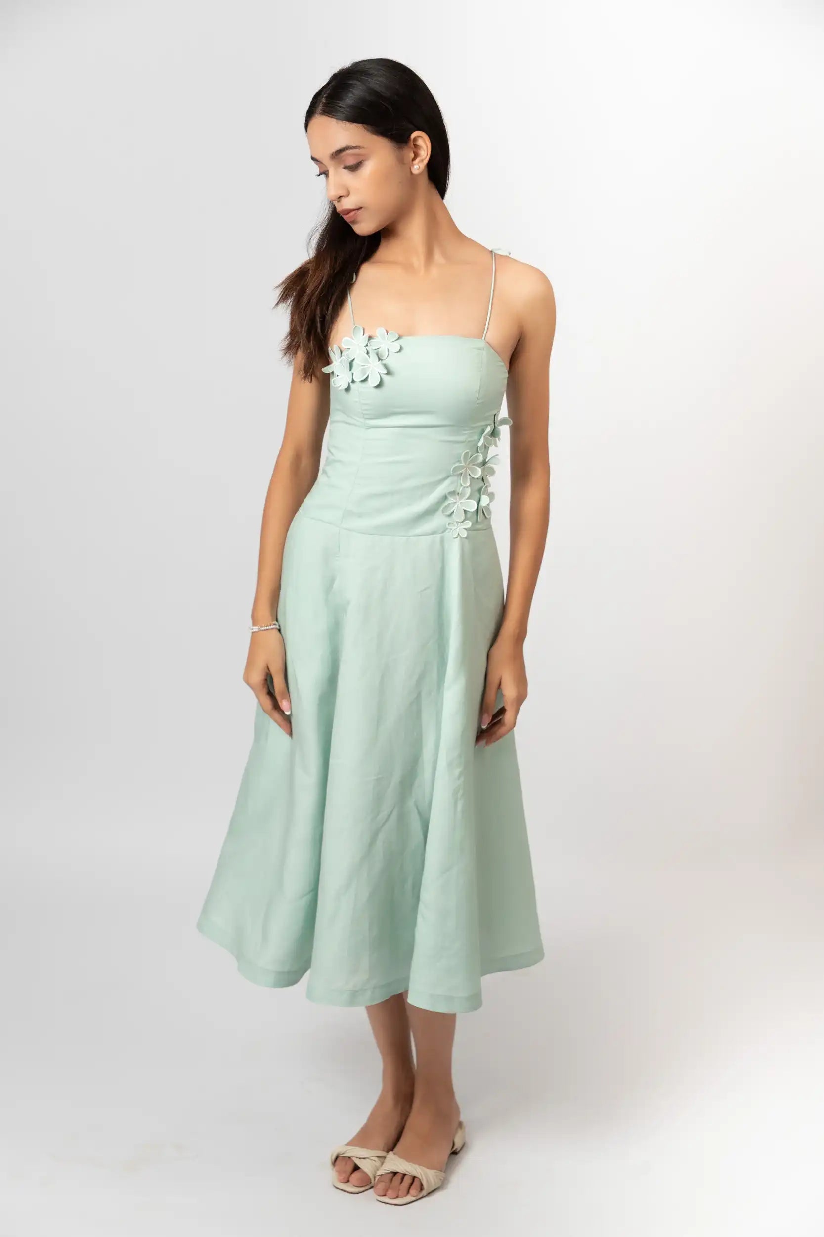 Mint Bloom Midi Dress by THE MRCH MUSE