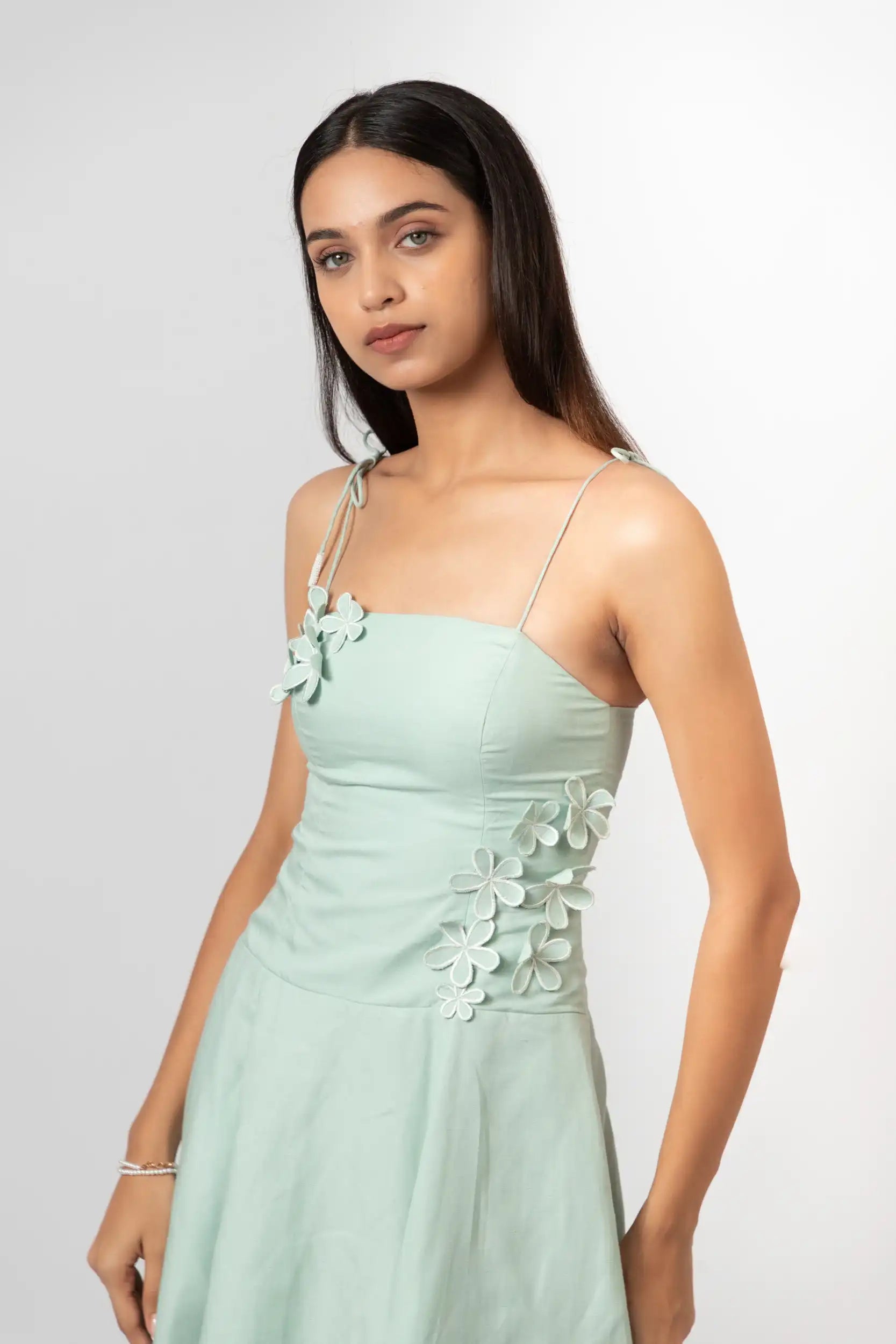 Mint Bloom Midi Dress by THE MRCH MUSE