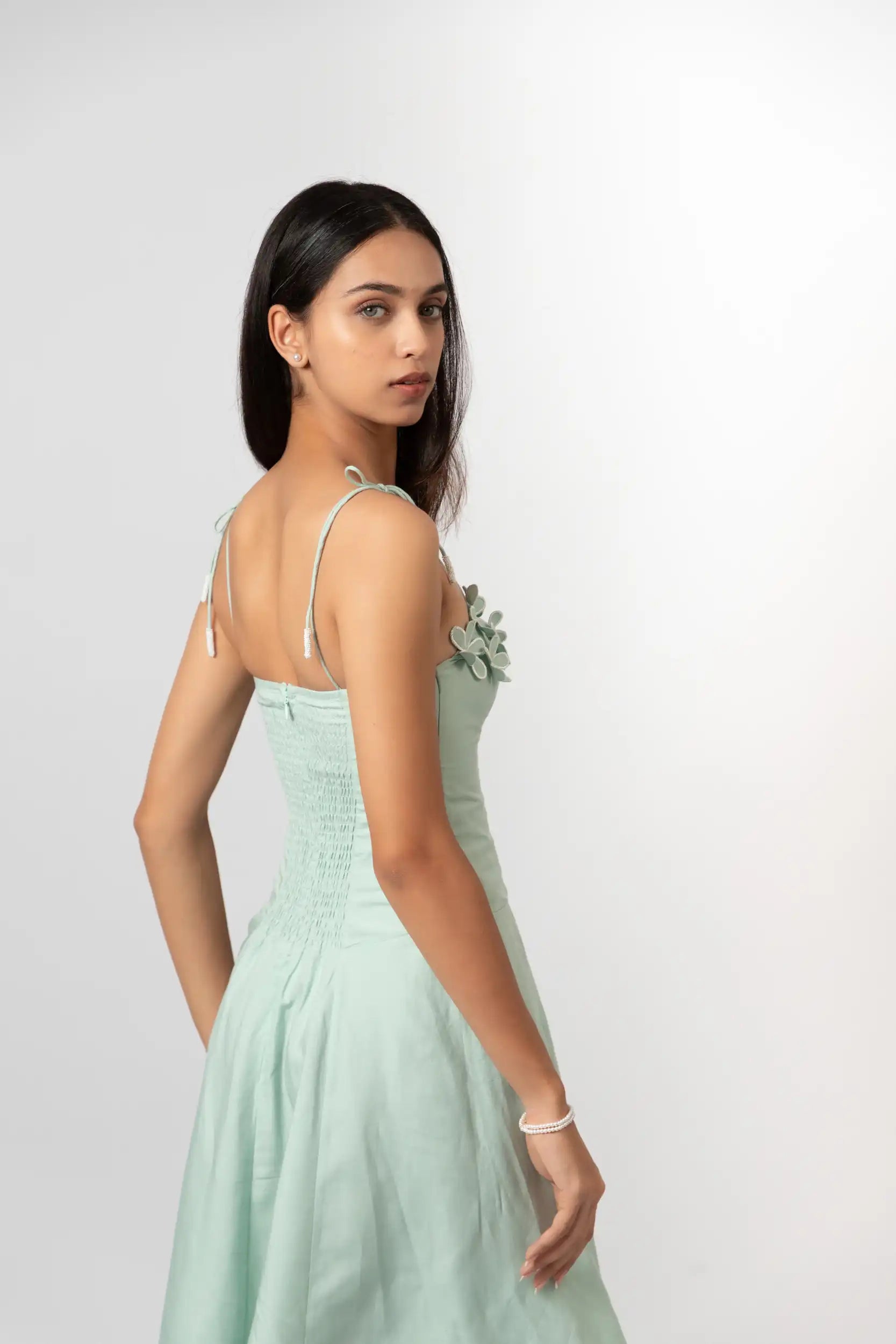 Mint Bloom Midi Dress by THE MRCH MUSE