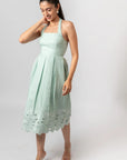 Mint Green Embroidered Halter Midi Dress by THE MRCH MUSE