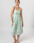 Mint Green Embroidered Halter Midi Dress by THE MRCH MUSE