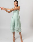 Mint Green Embroidered Halter Midi Dress by THE MRCH MUSE