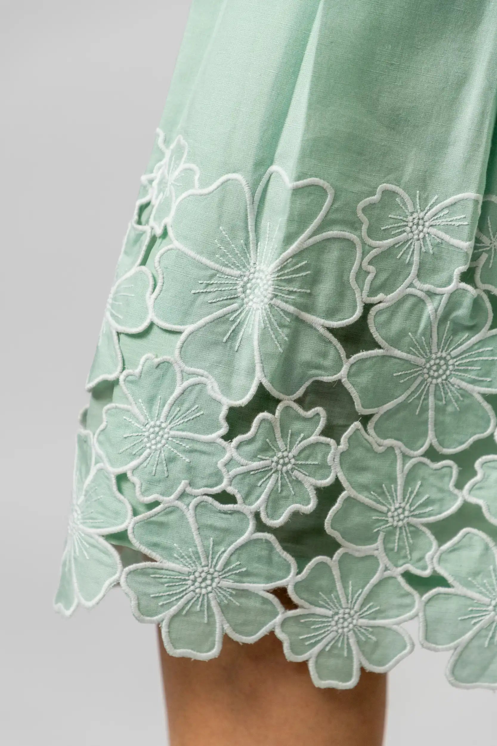 Mint Green Embroidered Halter Midi Dress by THE MRCH MUSE