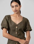 Olive Green Puff Top by THE MRCH MUSE