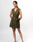 Olive Green Utility Dress by THE MRCH MUSE