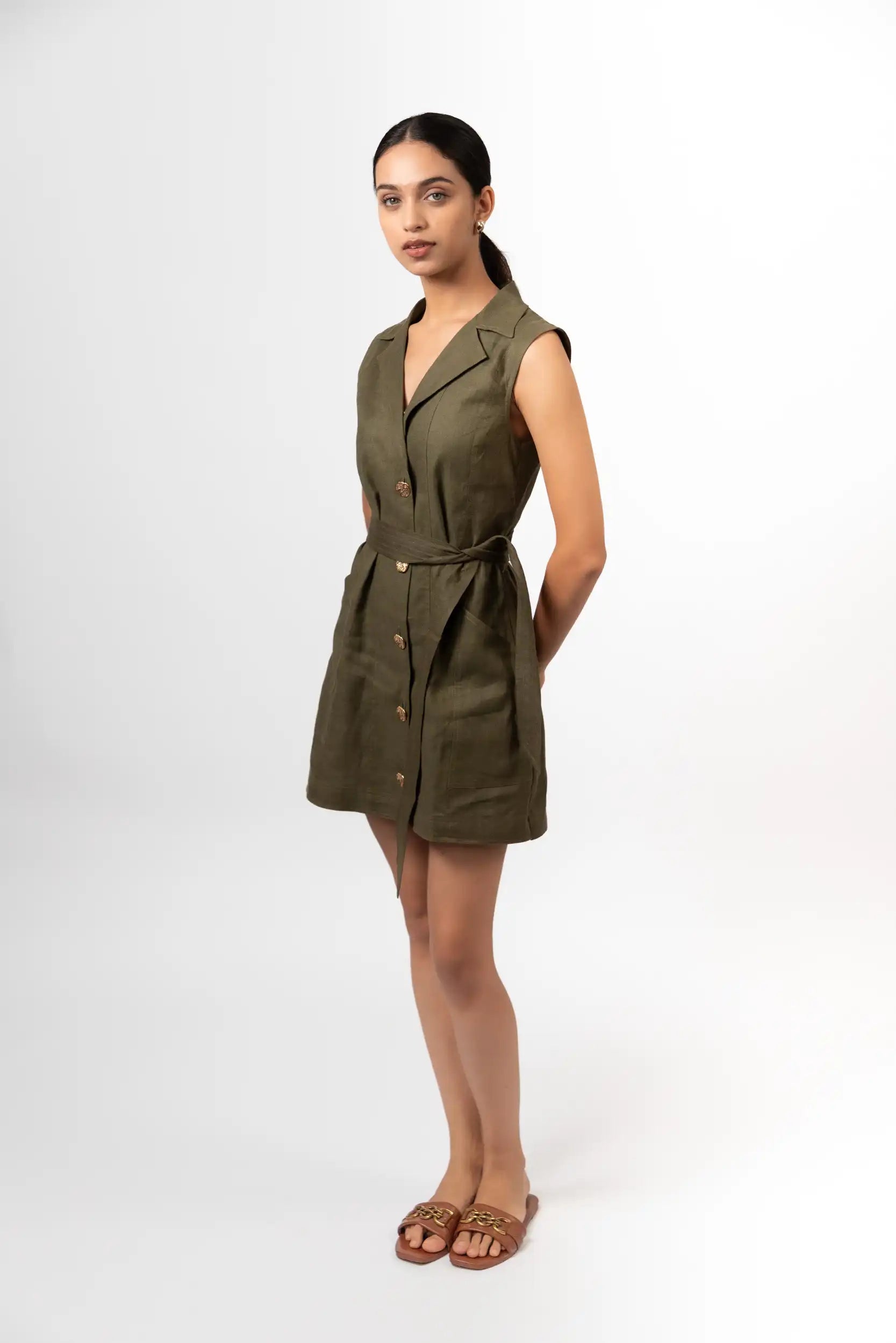 Olive Green Utility Dress by THE MRCH MUSE