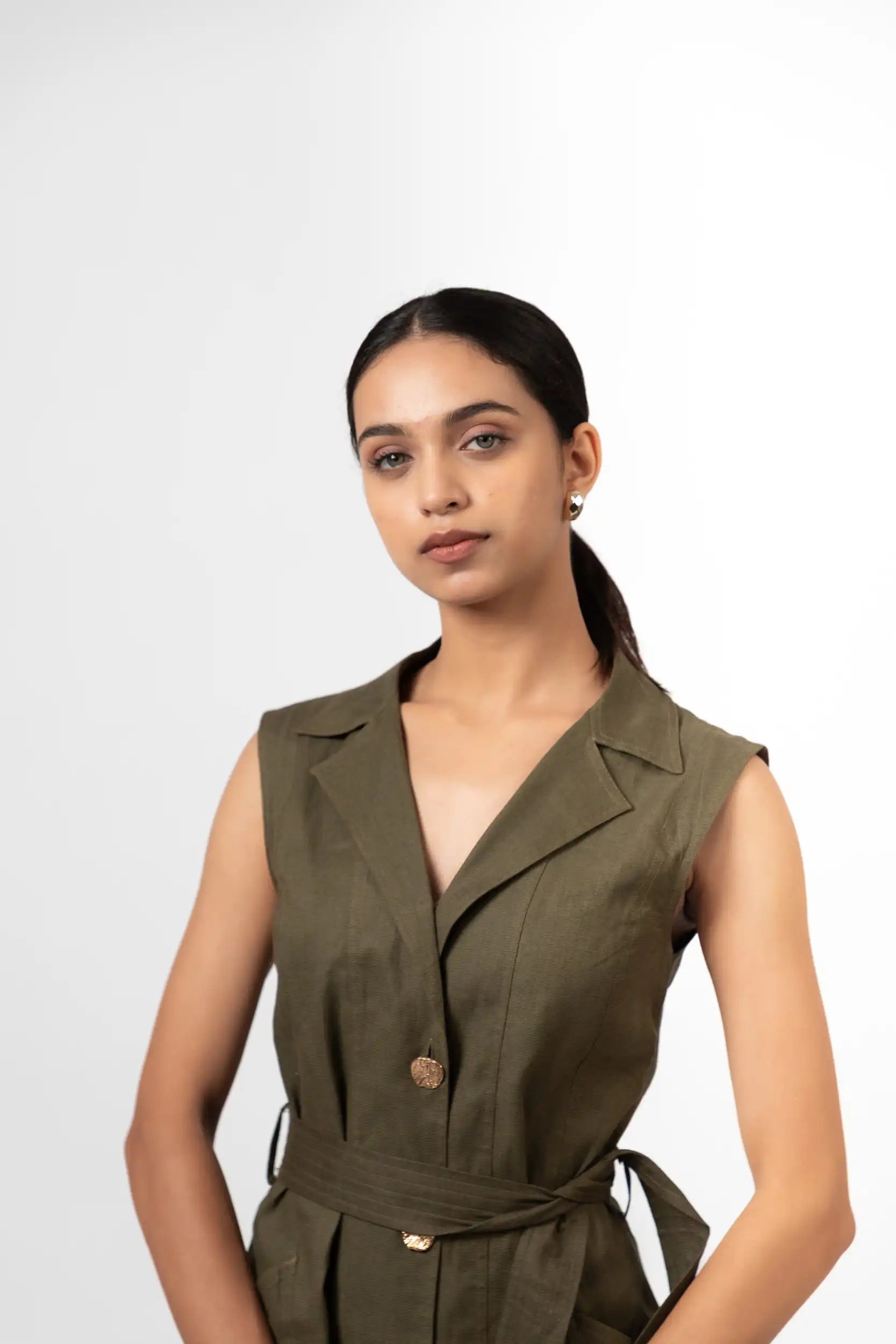 Olive Green Utility Dress by THE MRCH MUSE
