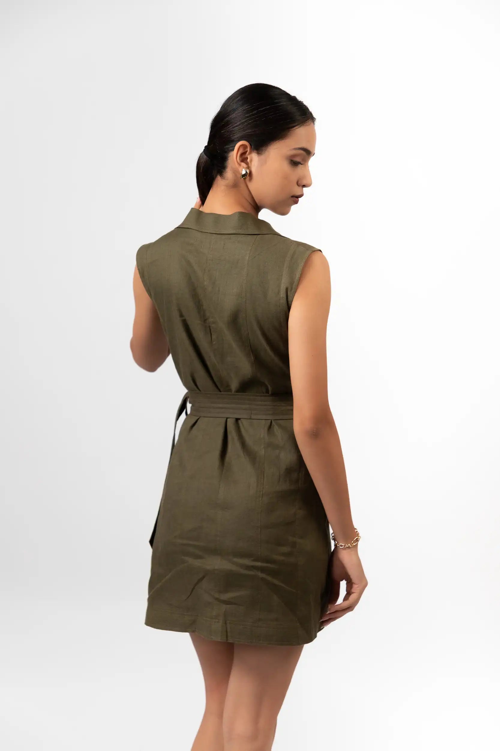 Olive Green Utility Dress by THE MRCH MUSE