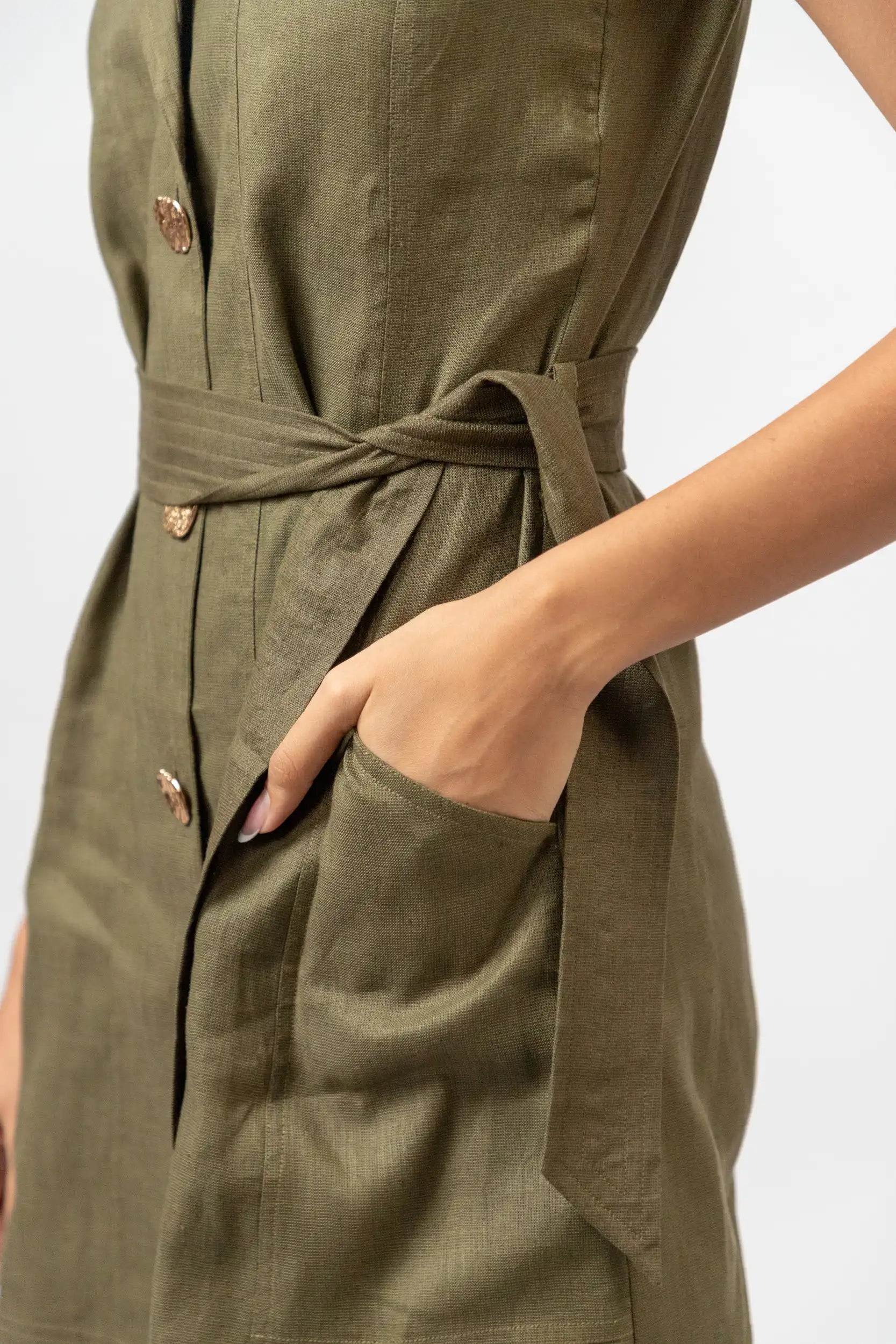 Olive Green Utility Dress by THE MRCH MUSE