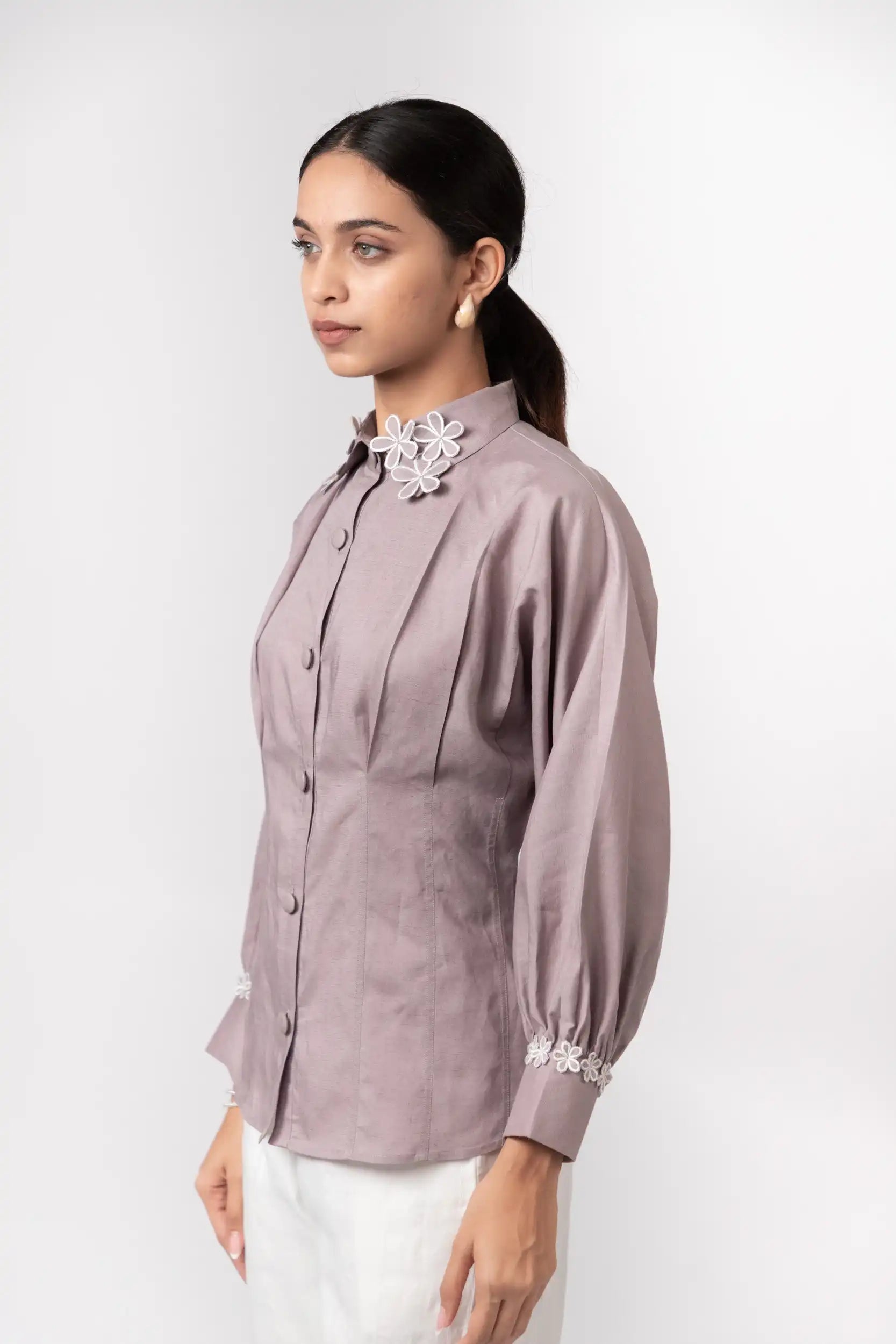 Purple Dove Blossom Shirt by THE MRCH MUSE