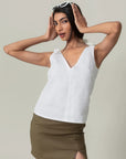 White Bow Strap Top by THE MRCH MUSE