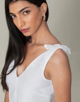 White Bow Strap Top by THE MRCH MUSE