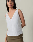 White Bow Strap Top by THE MRCH MUSE
