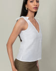 White Bow Strap Top by THE MRCH MUSE