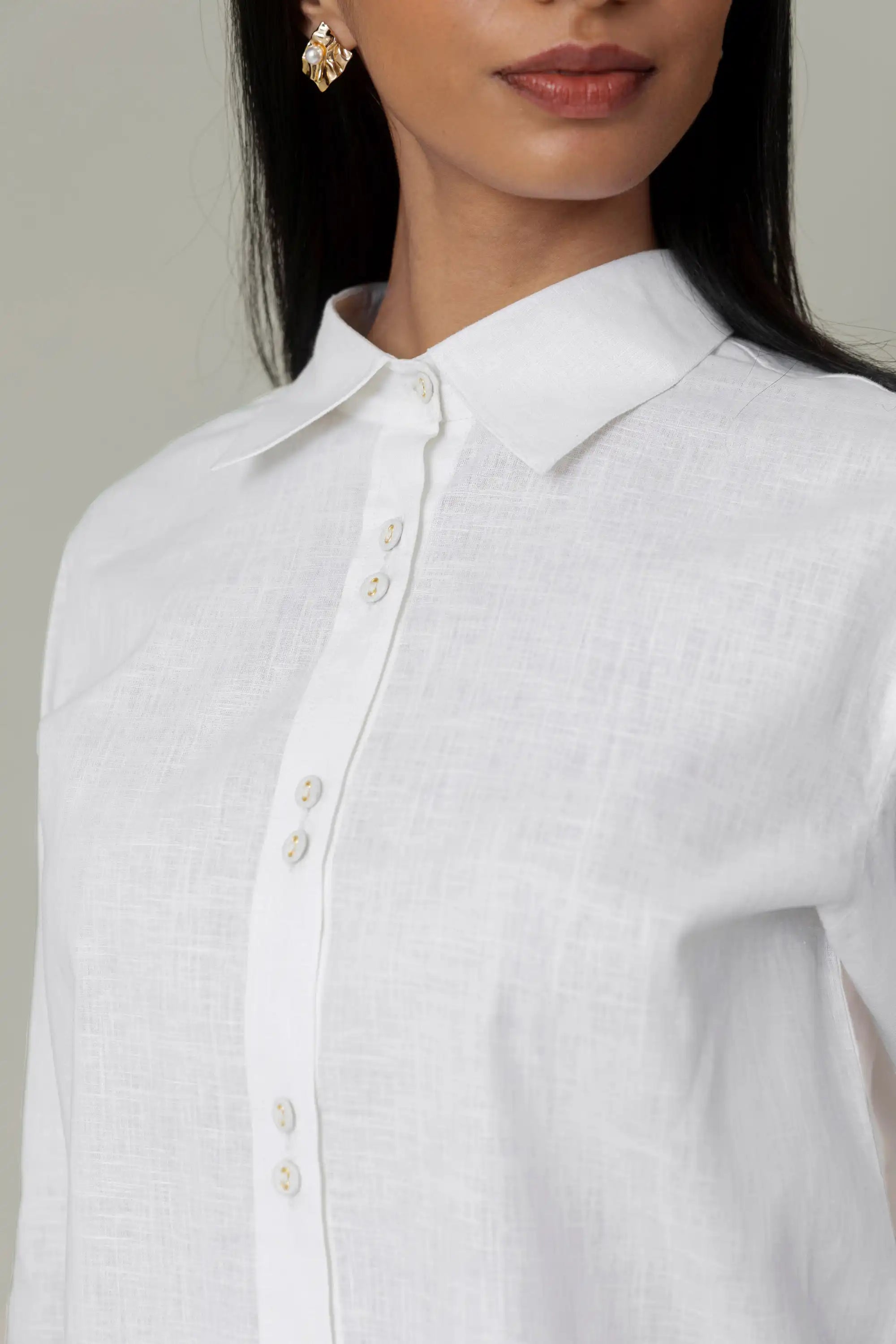 White Flared Cuff Shirt by THE MRCH MUSE