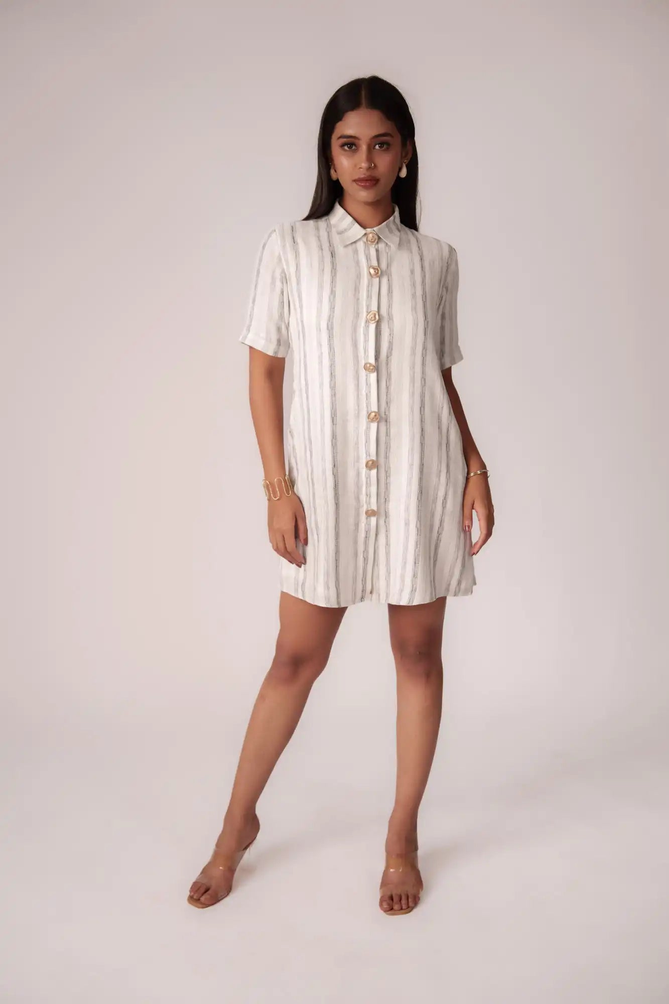 White and Black Striped Dress by THE MRCH MUSE