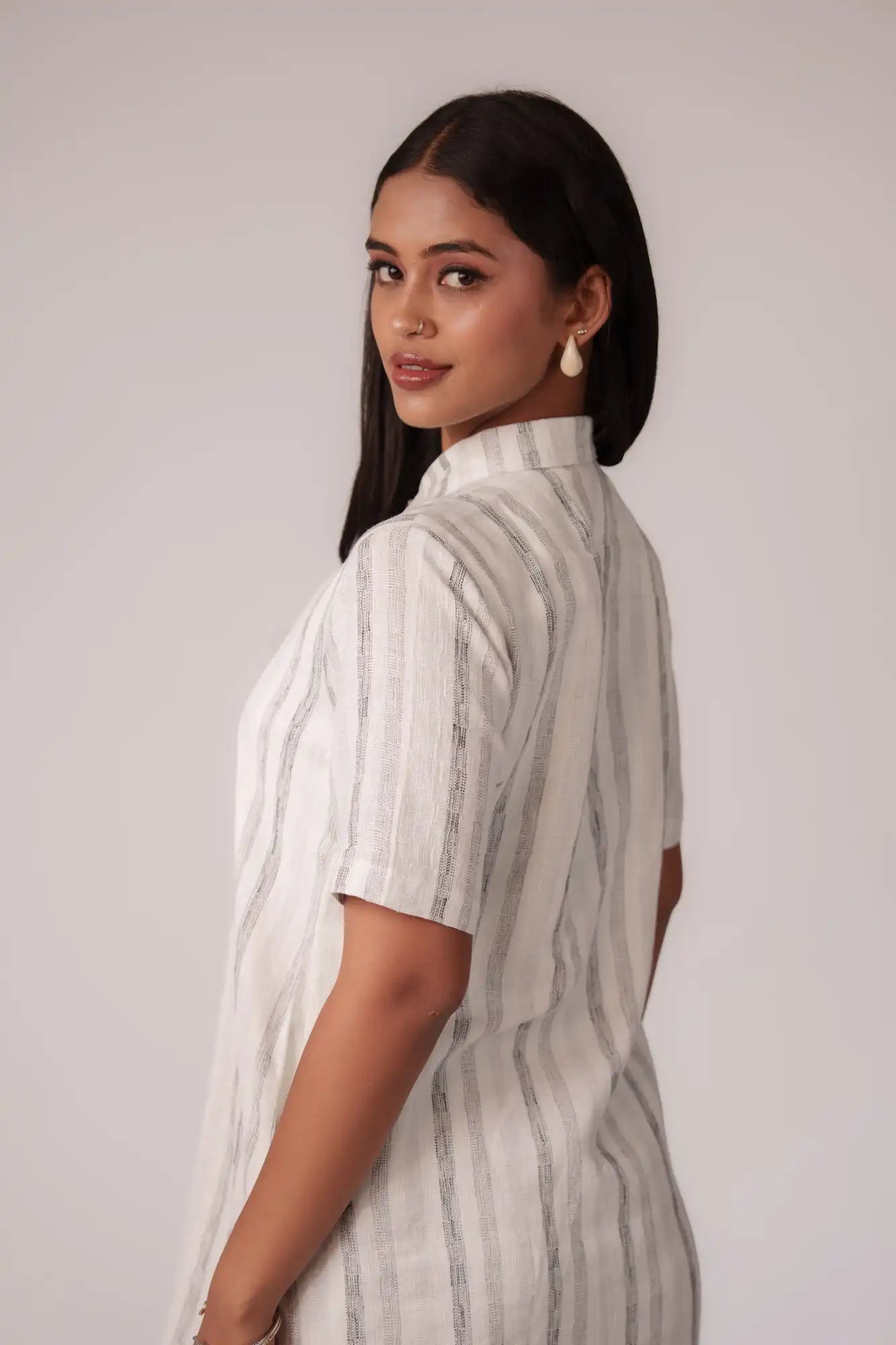 White and Black Striped Dress by THE MRCH MUSE