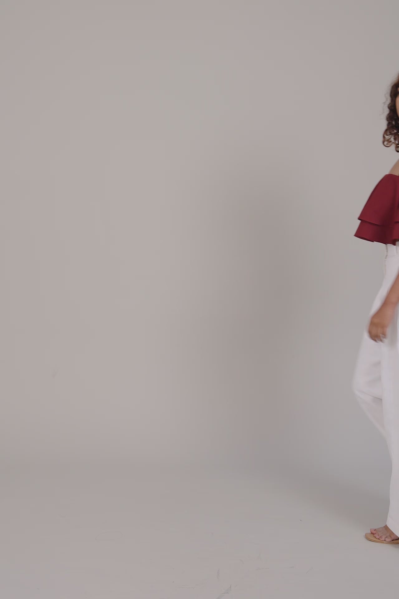 Maroon Ruffled Crop Top by THE MRCH MUSE