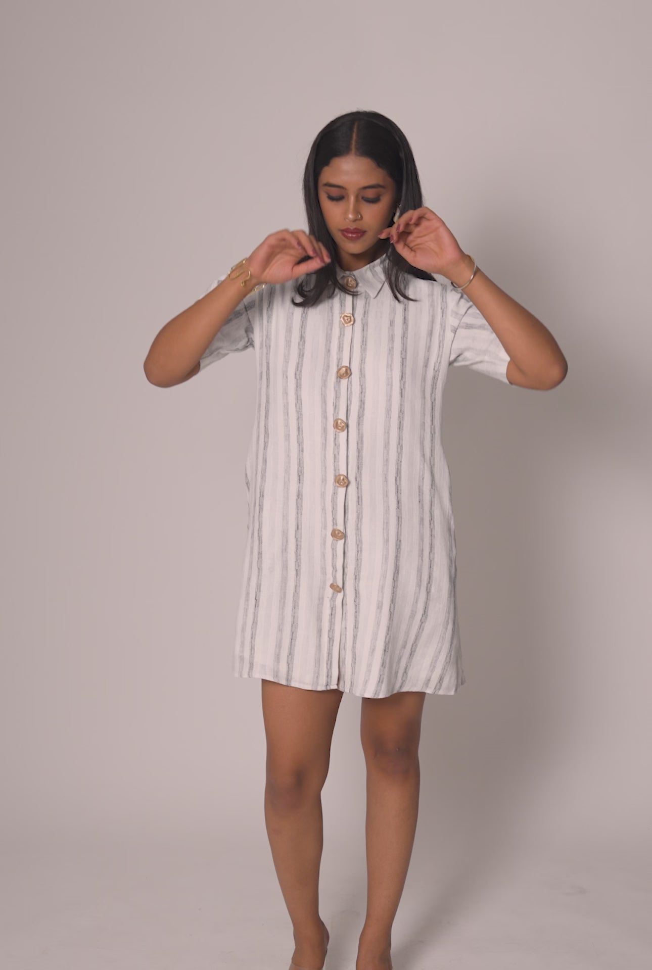 White and Black Striped Dress by THE MRCH MUSE