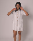 White and Black Striped Dress by THE MRCH MUSE