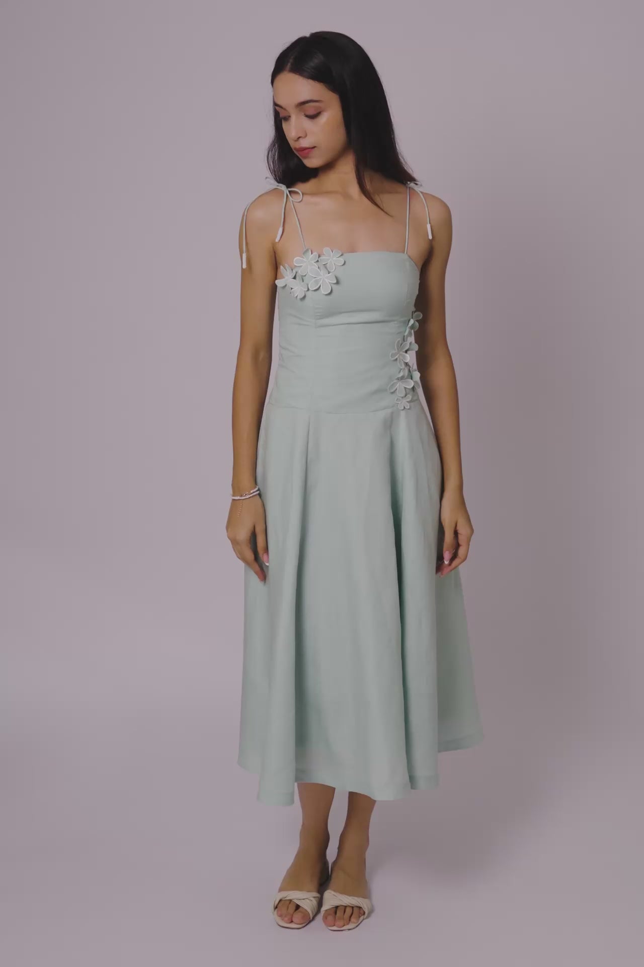 Mint Bloom Midi Dress by THE MRCH MUSE