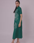 Emerald Bloom Embroidered Shirt Dress by THE MRCH MUSE