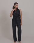 Black Sleeveless Shirt by THE MRCH MUSE