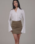 White Flared Cuff Shirt by THE MRCH MUSE