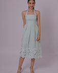 Mint Green Embroidered Halter Midi Dress by THE MRCH MUSE