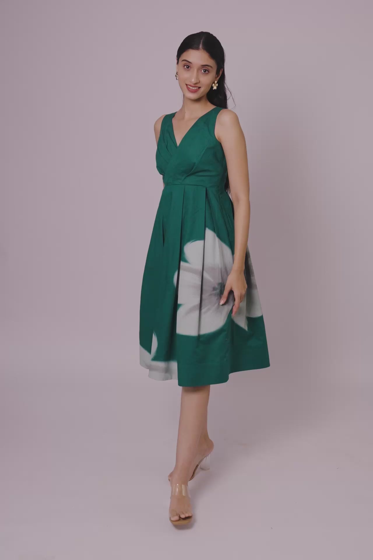 Emerald Bloom Midi Dress by THE MRCH MUSE