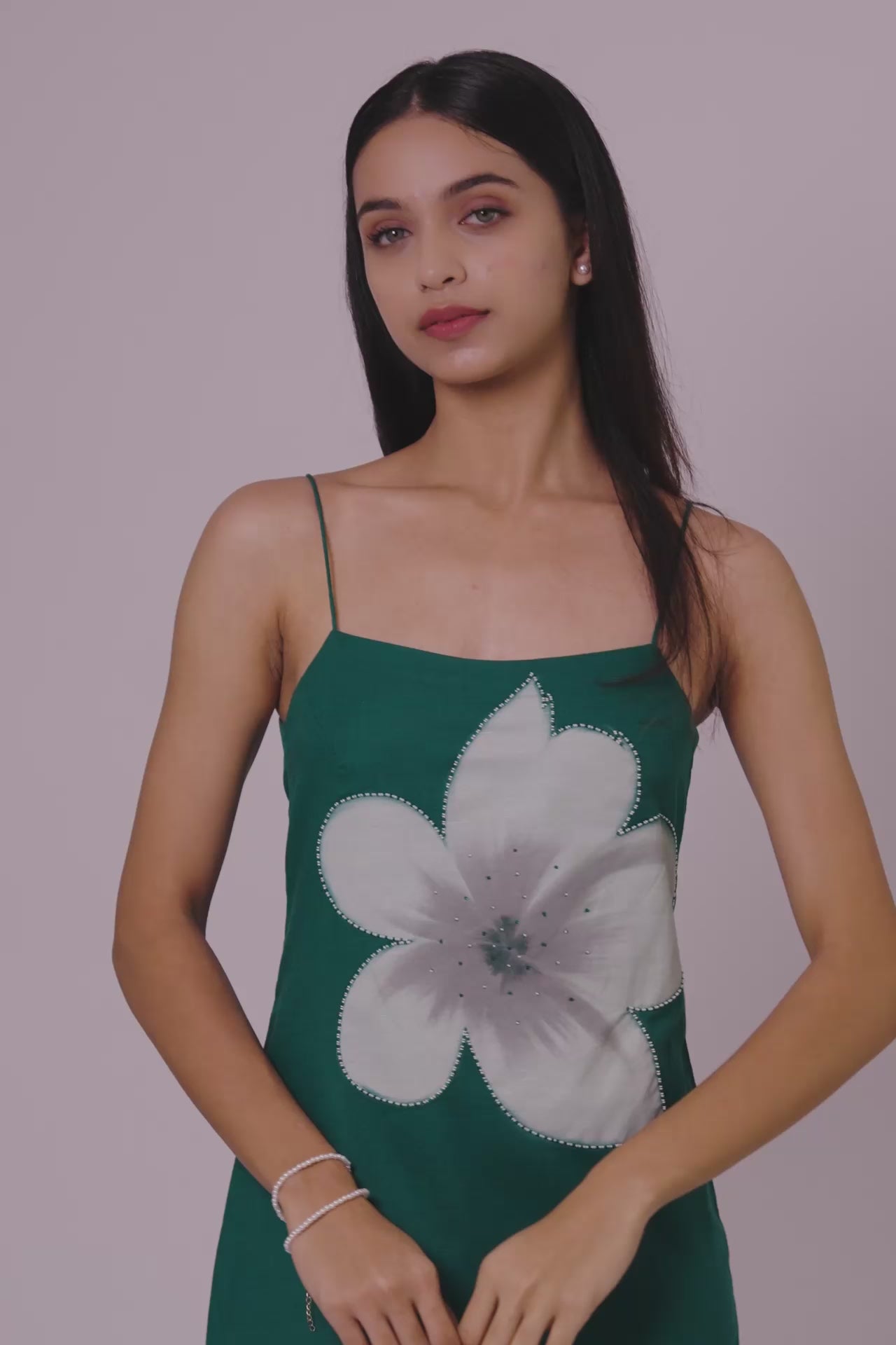 Emerald Bloom Long Slip Dress by THE MRCH MUSE