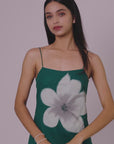 Emerald Bloom Long Slip Dress by THE MRCH MUSE